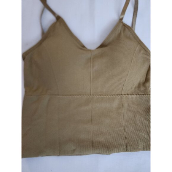 Set Of 3 Women's Ribbed U-Shaped Back Crop Top Bra- Black, Blue & Beige NWOT - Picture 3 of 8